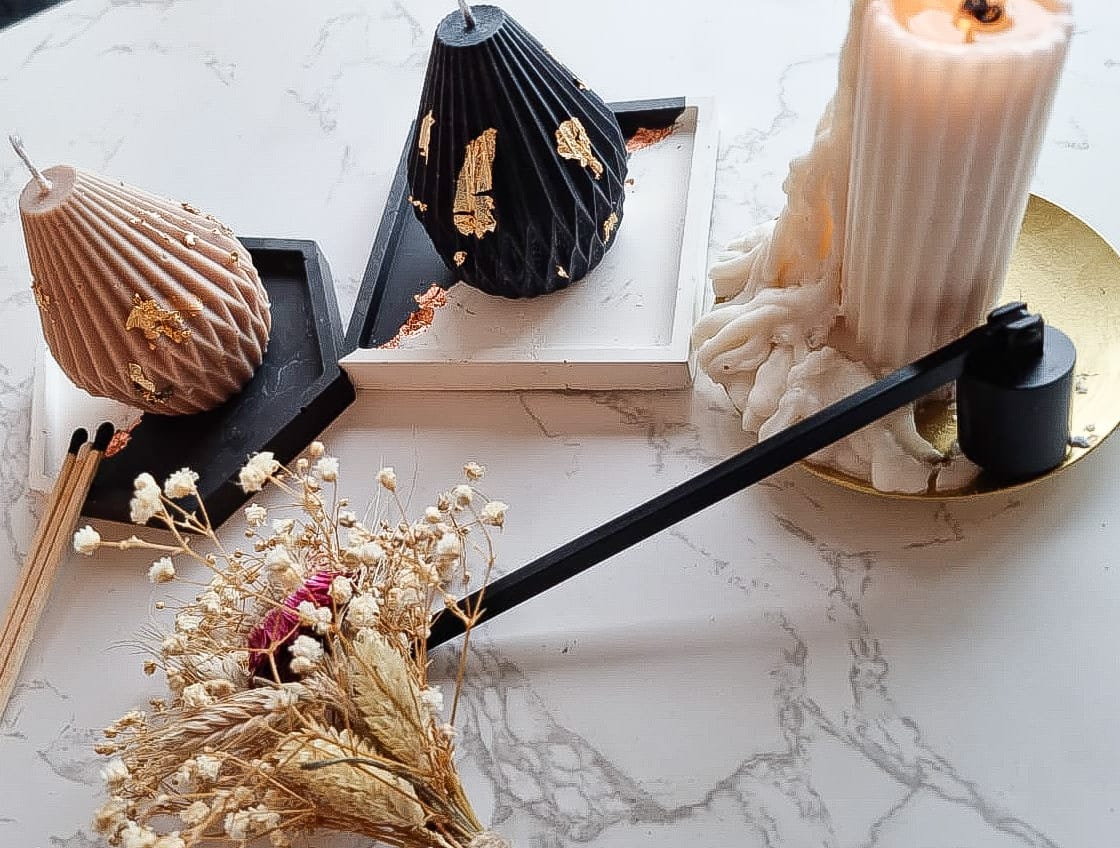 Decorative Ribbed Pear Candles (Pair of 2)