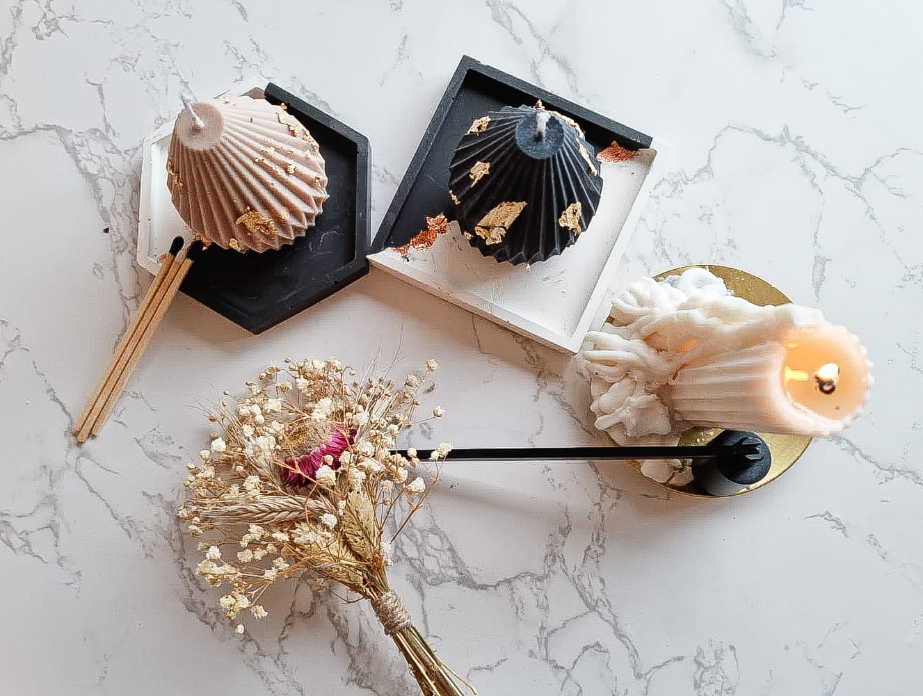 Decorative Ribbed Pear Candles (Pair of 2)