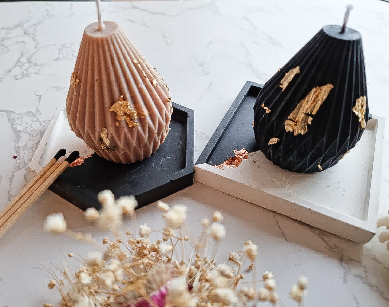 Decorative Ribbed Pear Candles (Pair of 2)