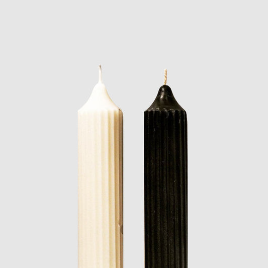 Decorative Ribbed Pillar Candles (Pair of 2)